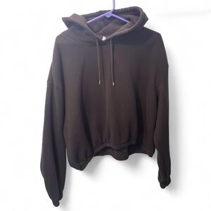 Divided Cropped Hoodie with Long Sleeves